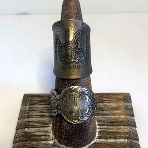 Alaska American State Heritage Handcrafted Spoon Ring Set. Detailed Engraving.10